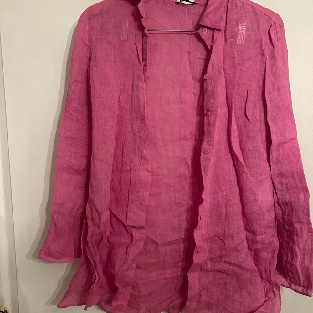 Massimo Dutti Pink Linen Blouse